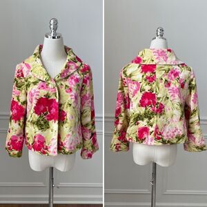 Anthropologie Odille Cabbage Rose Print 60s Style Jacket Blazer 2